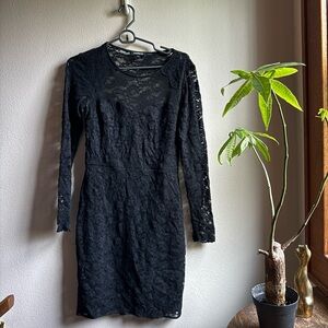 Express Black Lace Dress Long Sleeve